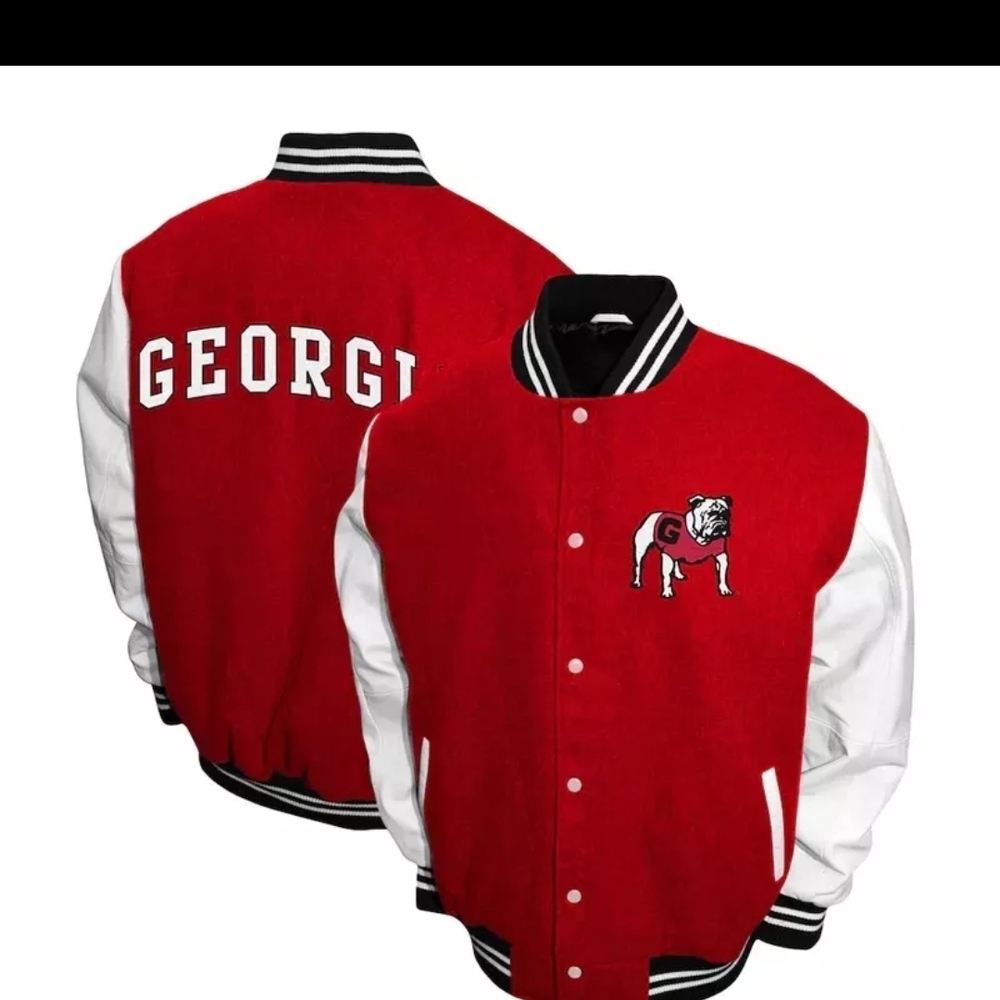 University of Georgia Bulldogs Letterman Jacket Wool & Leather Sleeves XL